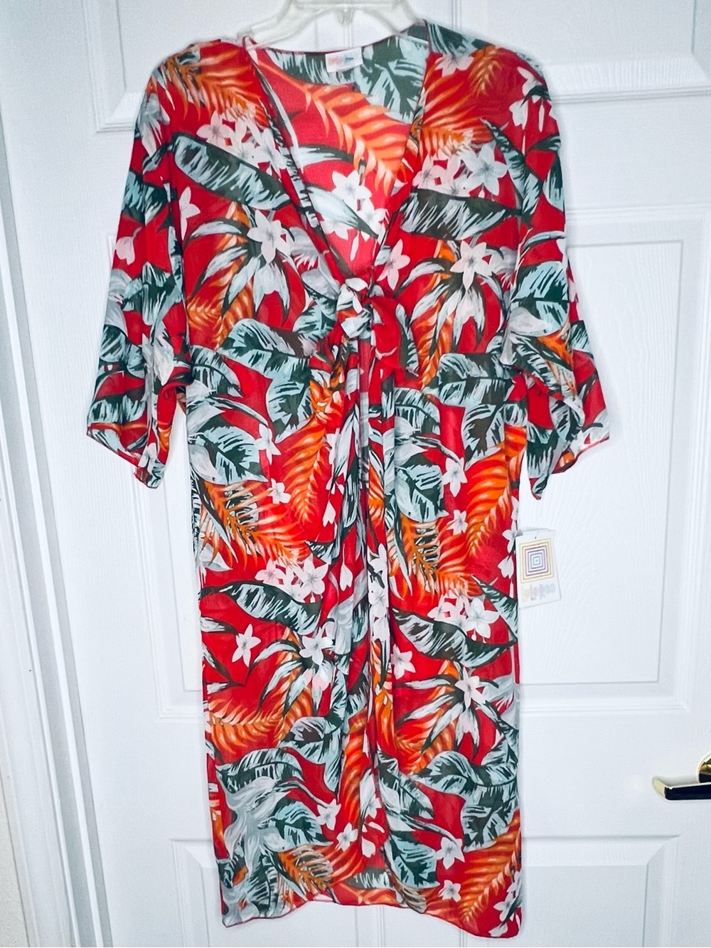 New w/Tag Lula Roe Sz M Tropical Shirley Red Floral Maxi Dress Wrap Women’s Red